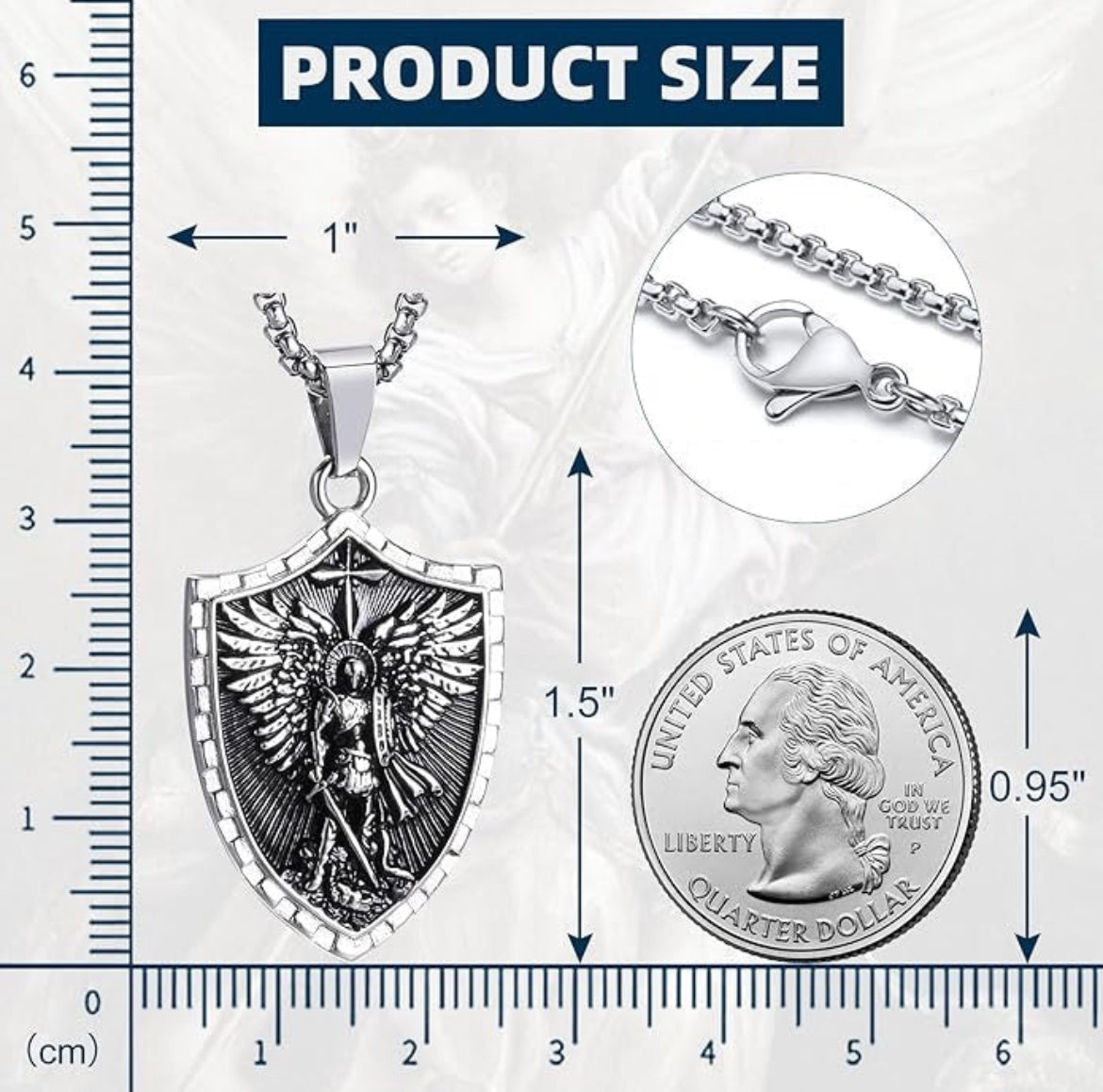 Michael the Archangel Psalm 27:1 Pendant & Chain